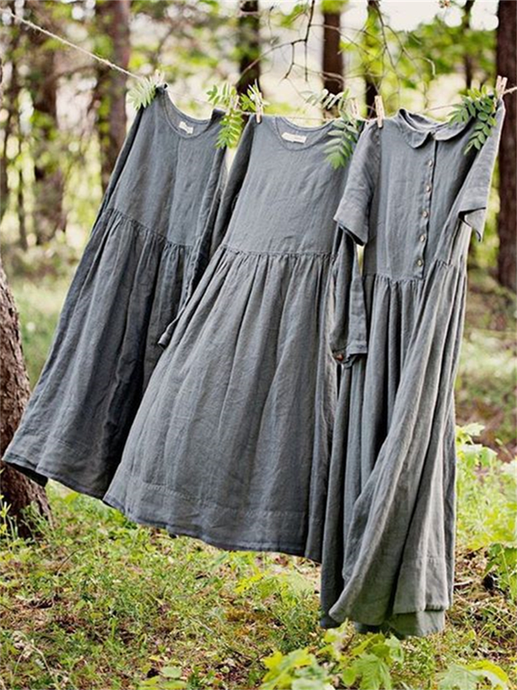 Vintage Pleated Wide Skirt Maxi Dress