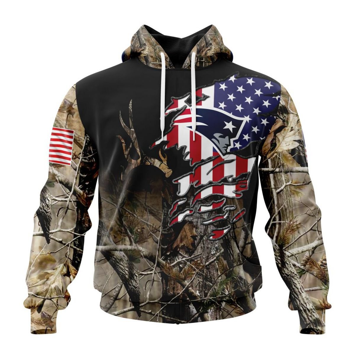 NEW ENGLAND PATRIOTS 3D HOODIE CAMO REALTREE HUNTING