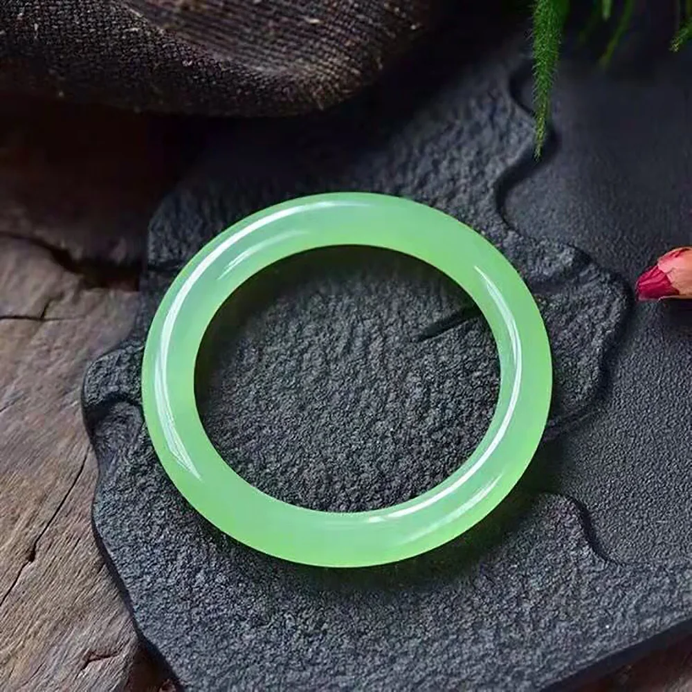 Natural Ice Jade Bracelet For Women Round Green Jade Bangles Korean Jewelry Fine Gift For Mother Wholesale Free Shipping Items