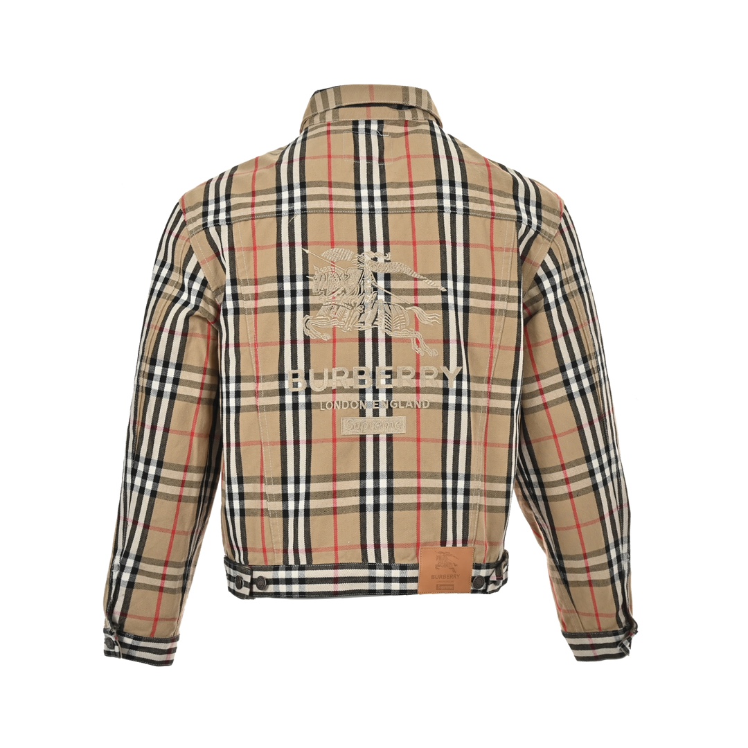 Burberry & Supreme checkered warhorse embroidered denim jacket