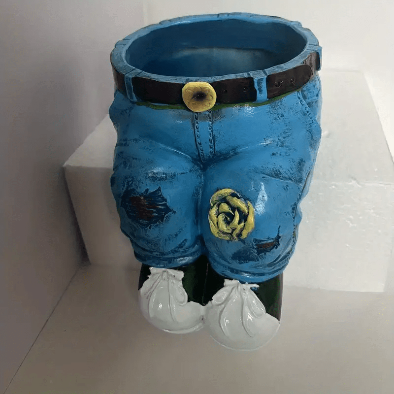 1pc Creative Jeans Shaped Planter, Garden Resin Vintage Figurine Planter, Vase Flower Pot Container Home Lawn Yard Patio Outdoor Decoration