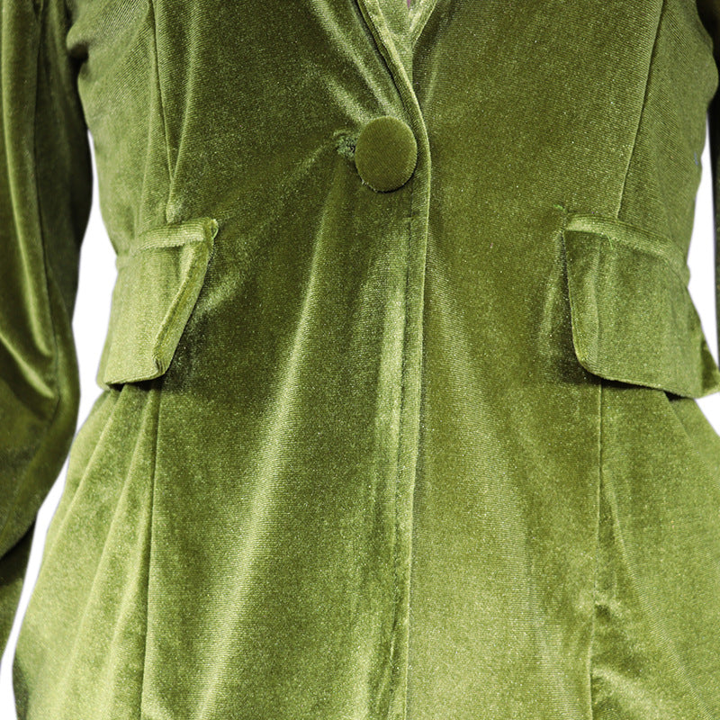 Women's Suit Featuring a Coat and Wide Leg Pants