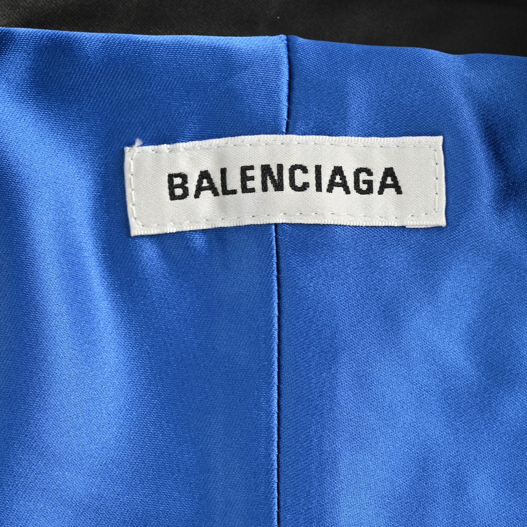 Balenciaga 24Fw blue and white stand-up collar jacket