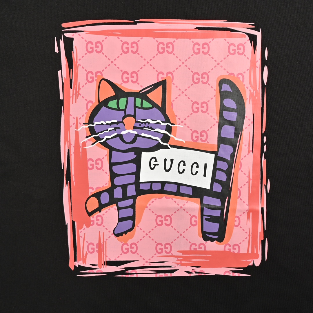 Gucci 24ss kitten print short sleeves