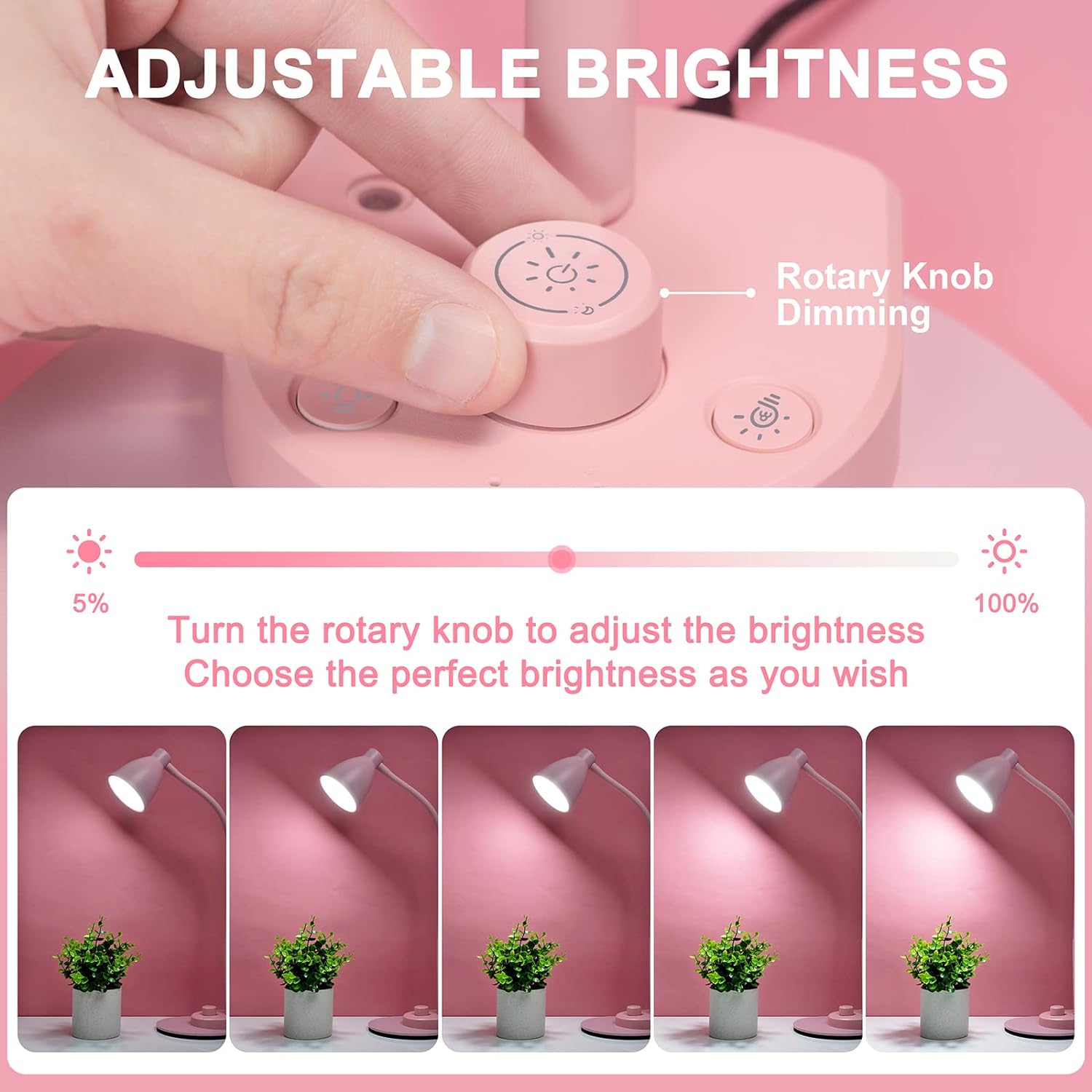 BOHON LED Desk Lamp with USB Charging Port 3 Color Modes Dimmable Reading Light Intelligent Induction Auto Dimming Task Lamp Flexible Gooseneck Table Lamp for Bedside Office, AC Adapter Include