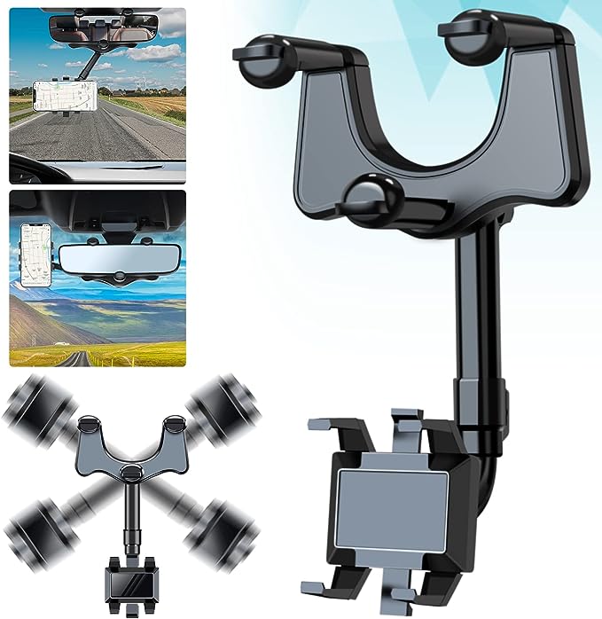 (🔥Last Day Promotion-SAVE 50% OFF)Multifunctional 360° Rear View Mirror Rotatable and Retractable Phone Holder,Mount for All Phones-BUY 2 GET 10% OFF & FREE SHIPPING
