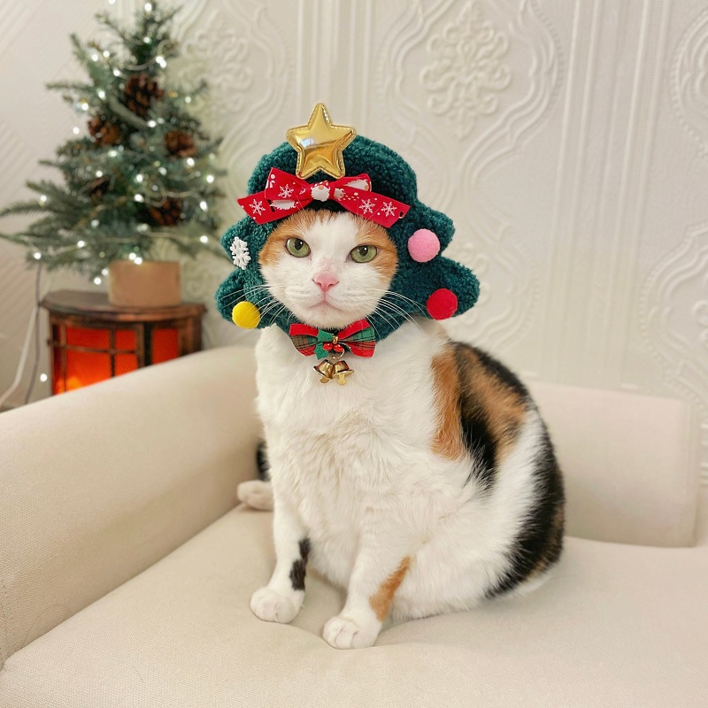 Handmade fleece Christmas Tree Costume Hat for Cat Dog