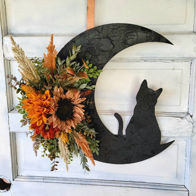 (🔥Last Day Promotion-SAVE 50% OFF) 18″ Moon Cat garland door hanging ornament-BUY 2 FREE SHIPPING