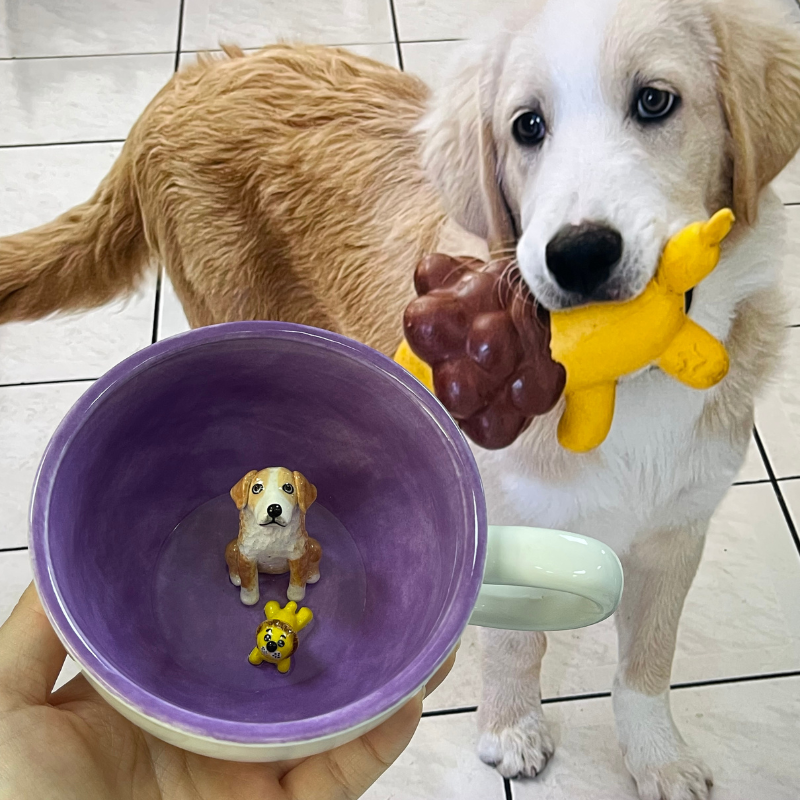 Handmade Custom Pet Figure Inside Ceramic Mug-Labrador