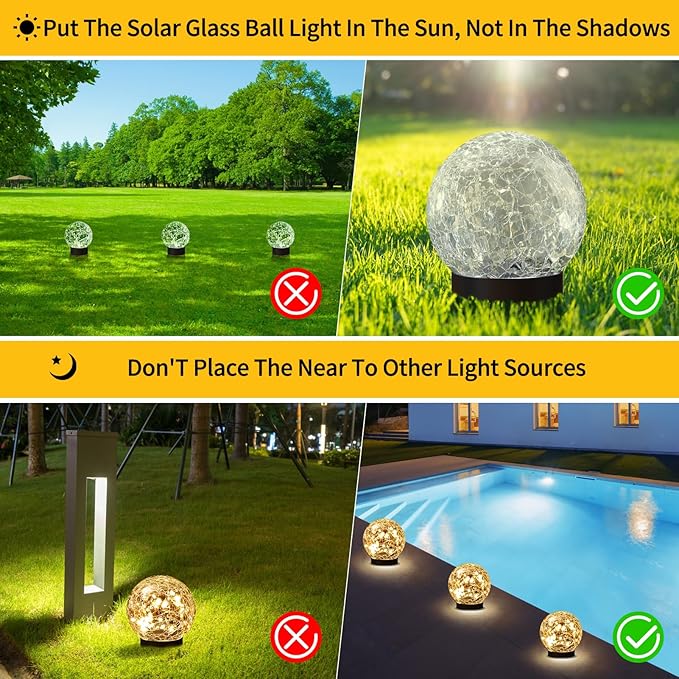 ✨✨Garden Solar Cracked Glass Ball Light