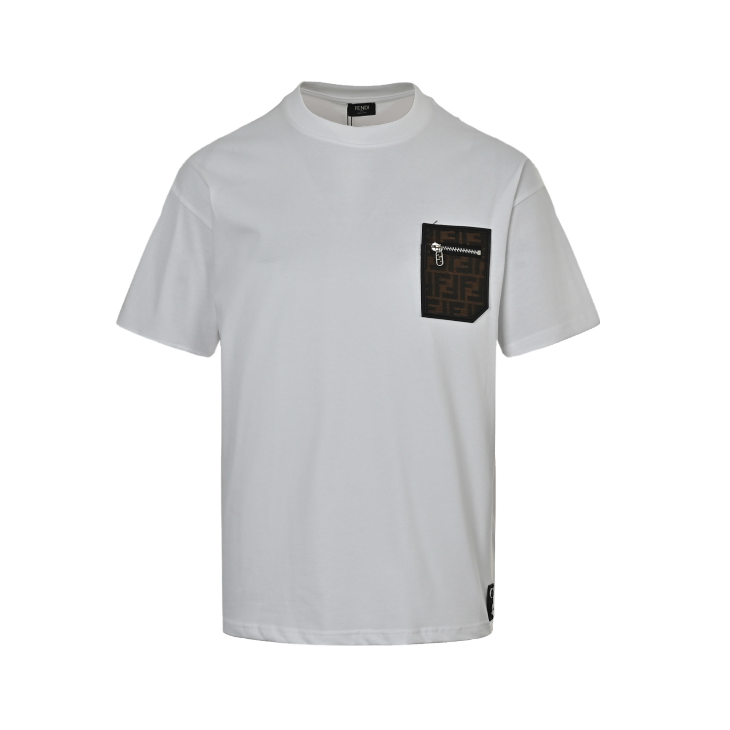 Fendi leather trim zip pocket short sleeve