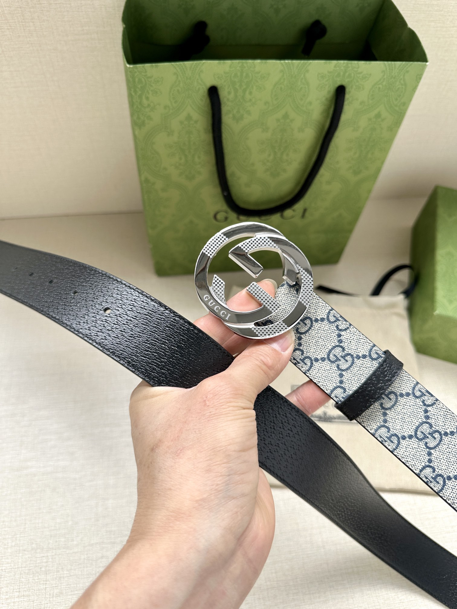 Gucci Marmont printed leather belt 3.8 cm wide