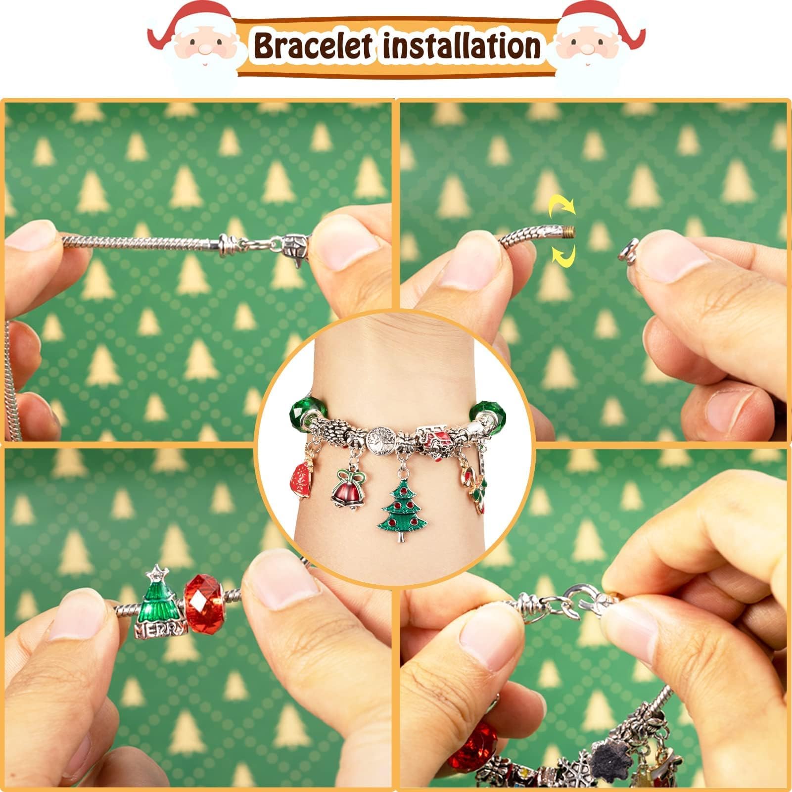 24 Pcs DIY Christmas Advent Calendar Bracelets Set