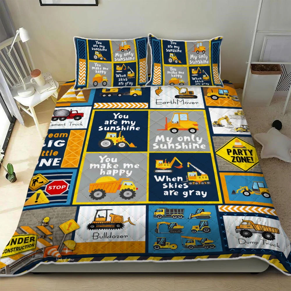 Heavy Equipment Boy, I Love You Quilt Bed Set