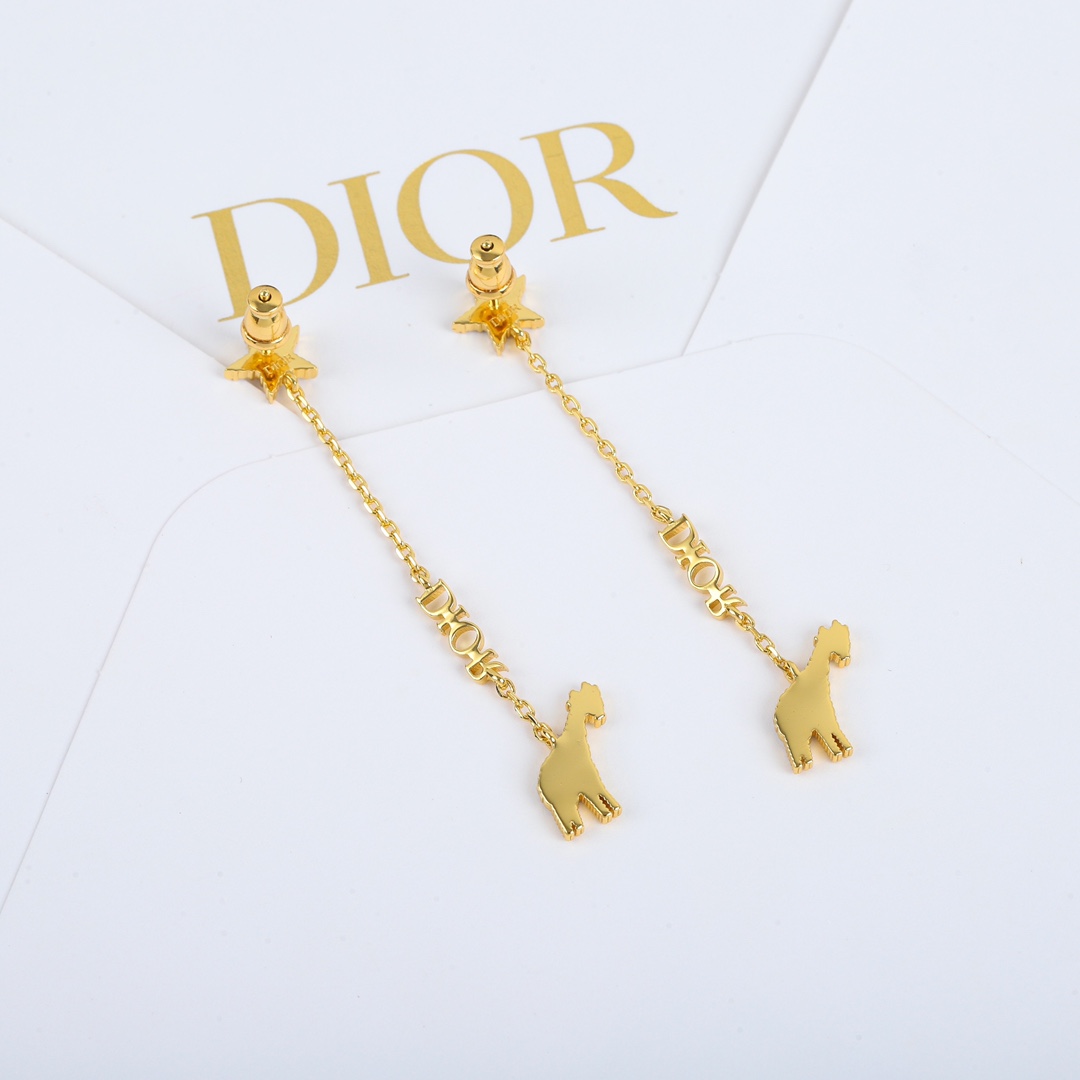 Dior cute deer rhinestone long earrings