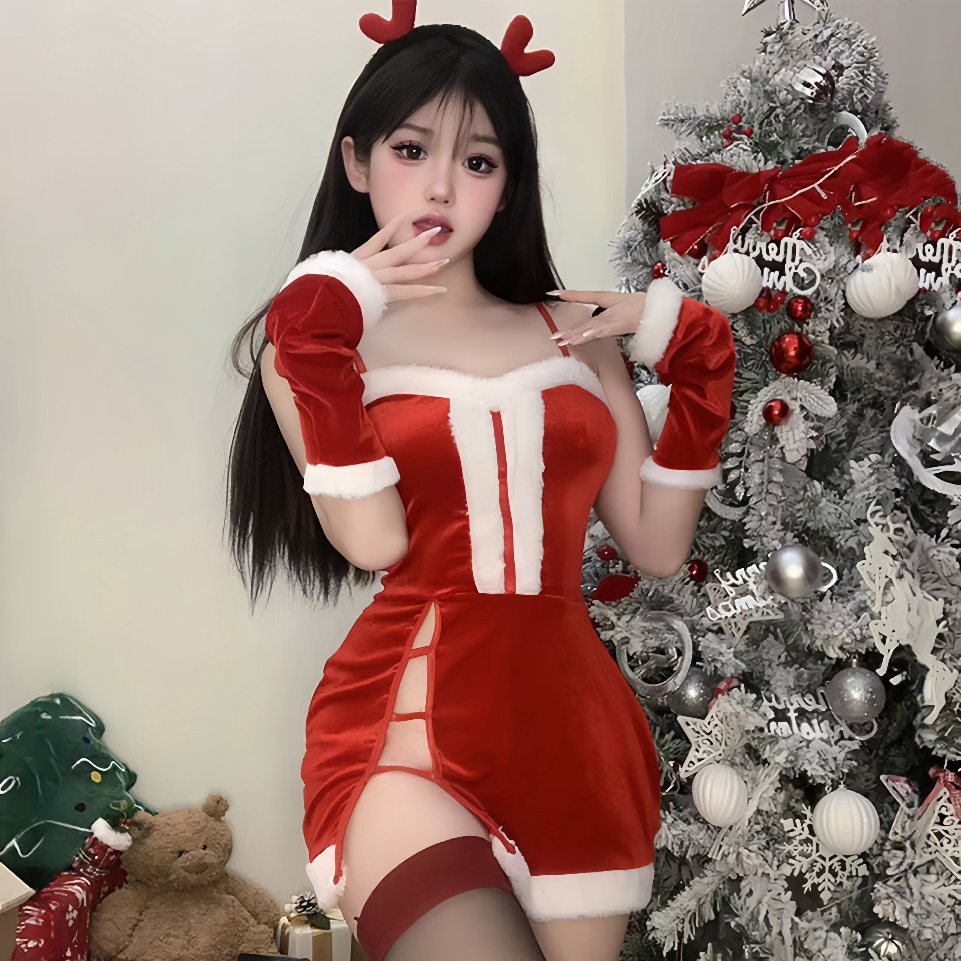 Sexy Slit Slip Lingerie Dress Set