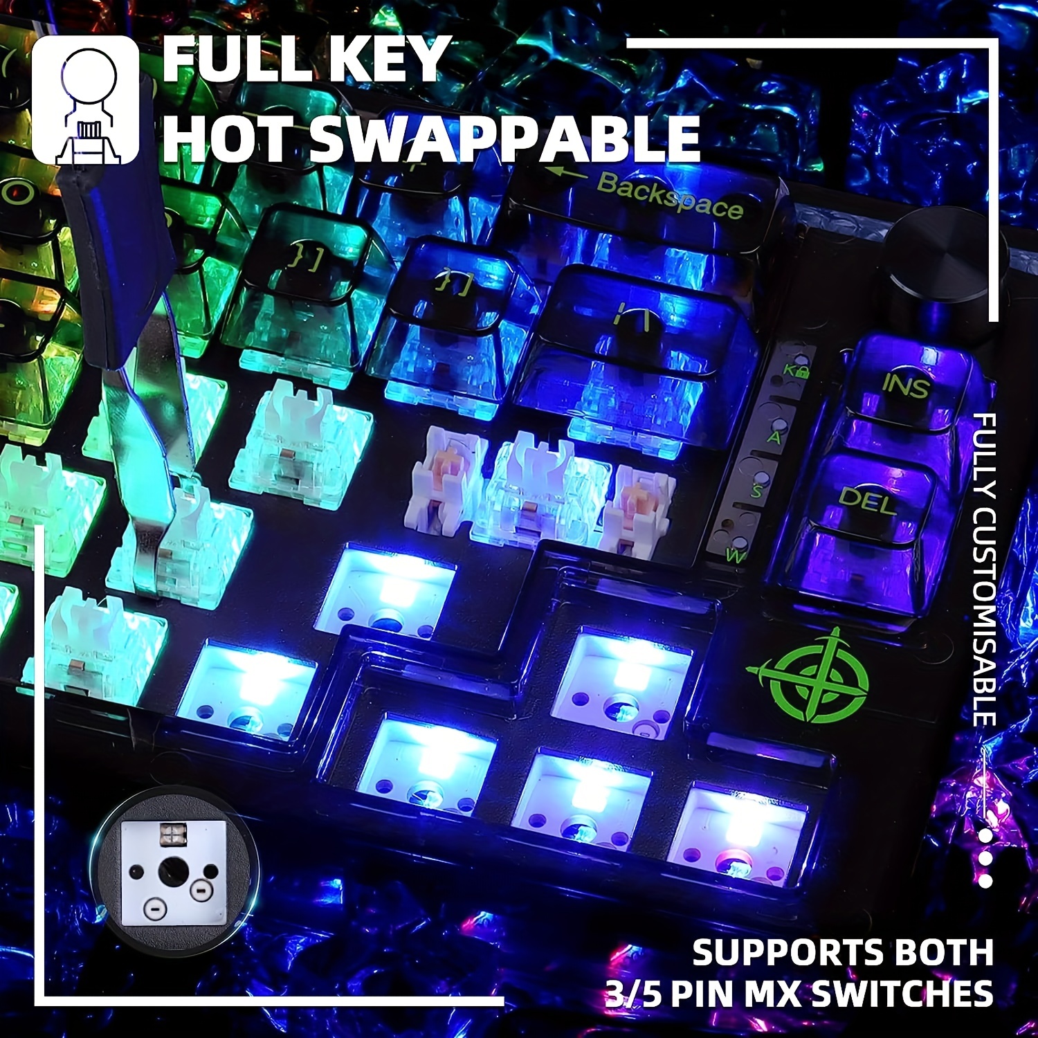 Mechanical Gaming Keyboard, 60% Percent Gaming Keyboard, Apex Pro Mini 66 Keys Wired Hot Swappable Keyboard RGB Transparent Keycaps Linear Switch For PC/MAC