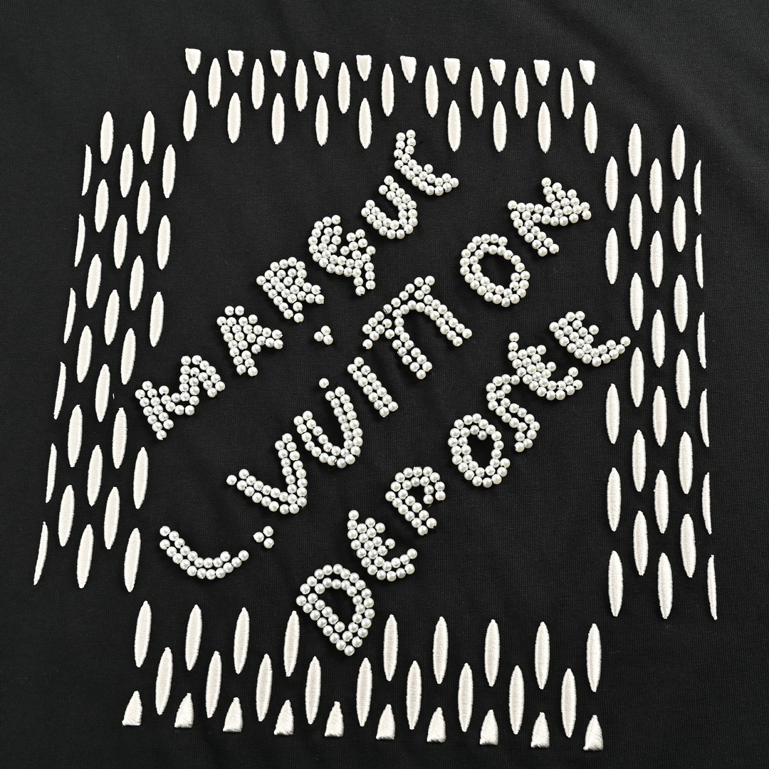 Louis Vuitton 24ss heavy beaded letter embroidered short sleeve