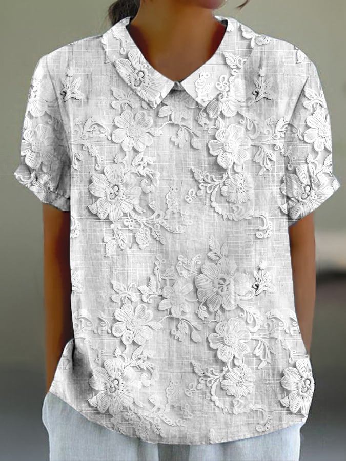 Women's Casual Floral Embroidery Print Shirt