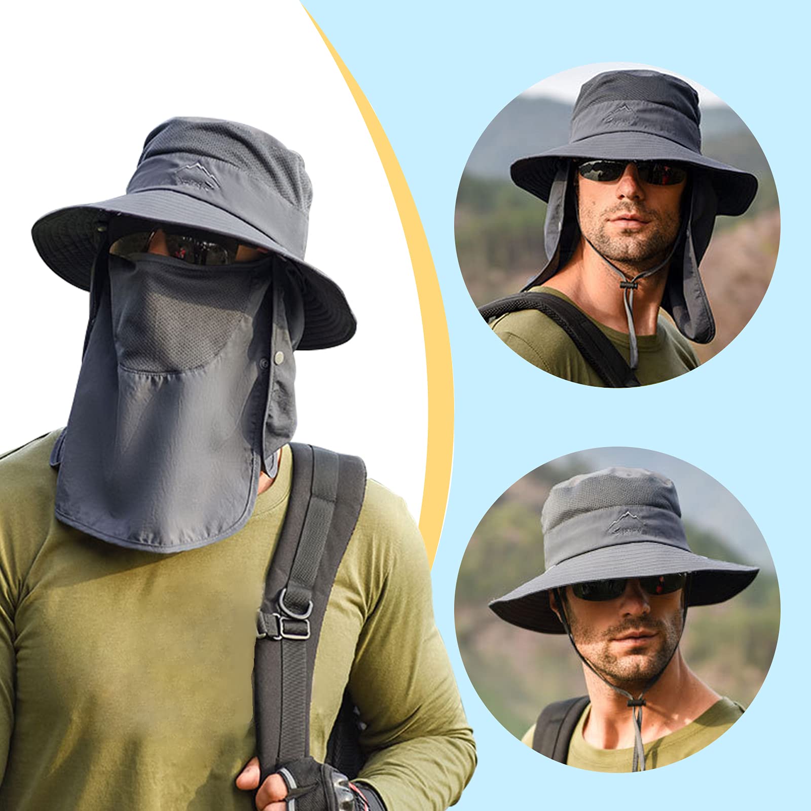 🔥 Hot Selling 🔥-[SAVE 50% OFF]--Men & Women Outdoor UV Sun Protection Wide Brim Hat with Face Cover & Neck Flap--BUY 2 GET FREE SHIPPING!