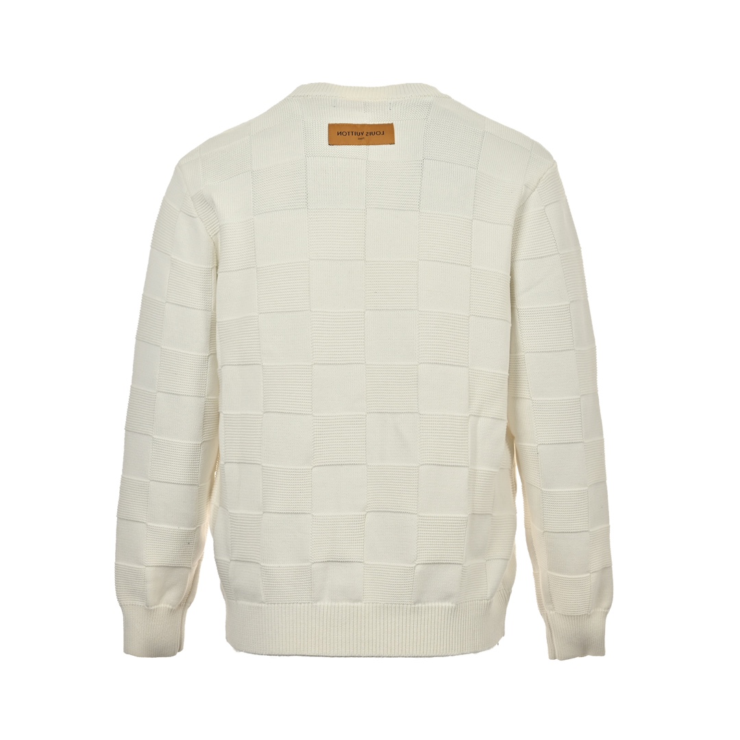 Louis Vuitton 24Fw safety pin checkerboard knit sweater