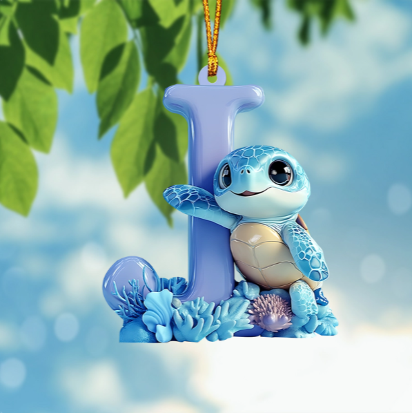 Cute Turtle Letter Shaped Ornament