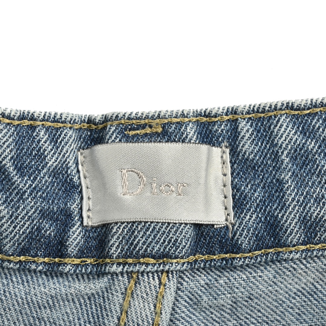 Dior 24Fw floral embroidered lettering washed jeans