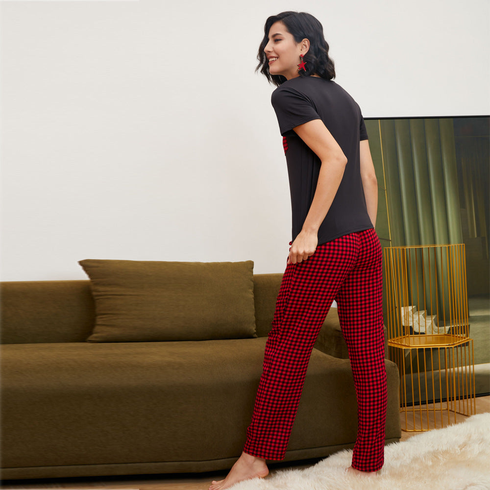 Summer Ladies Pajamas Suit Home Wear Two-Piece Set Women