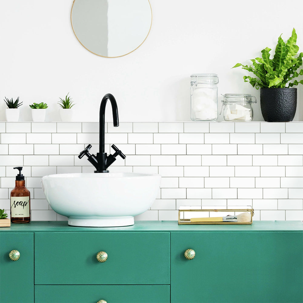 White Metro Subway Peel and Stick Backsplash Tile