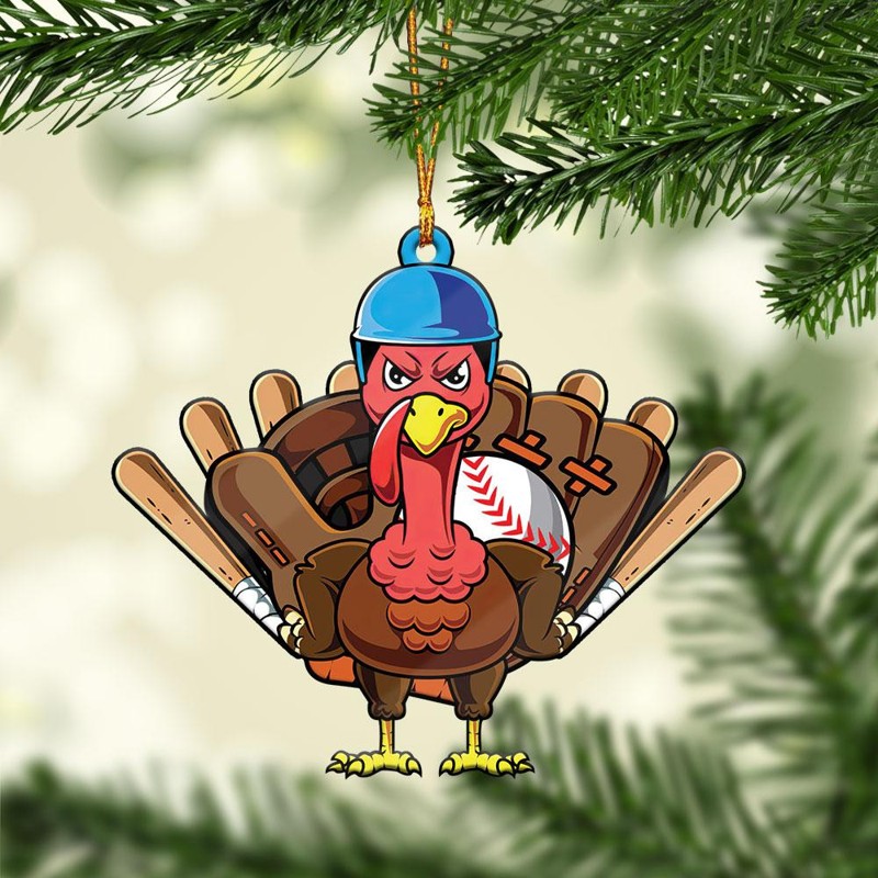 Baseball Turkey Christmas Ornament