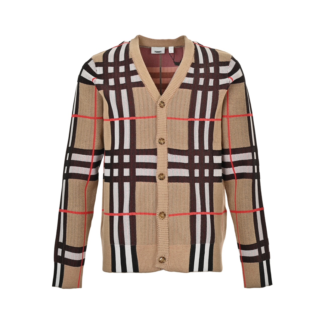 Burberry 24ss check preppy cardigan sweater