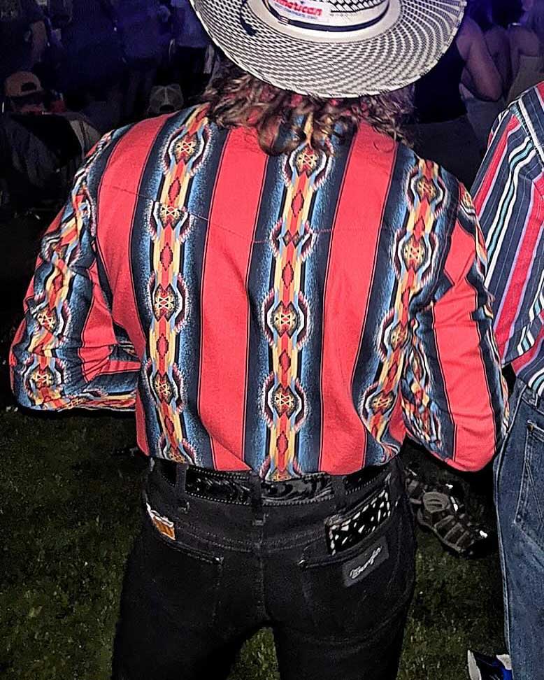 Men's Western Casual Red Striped Shirt