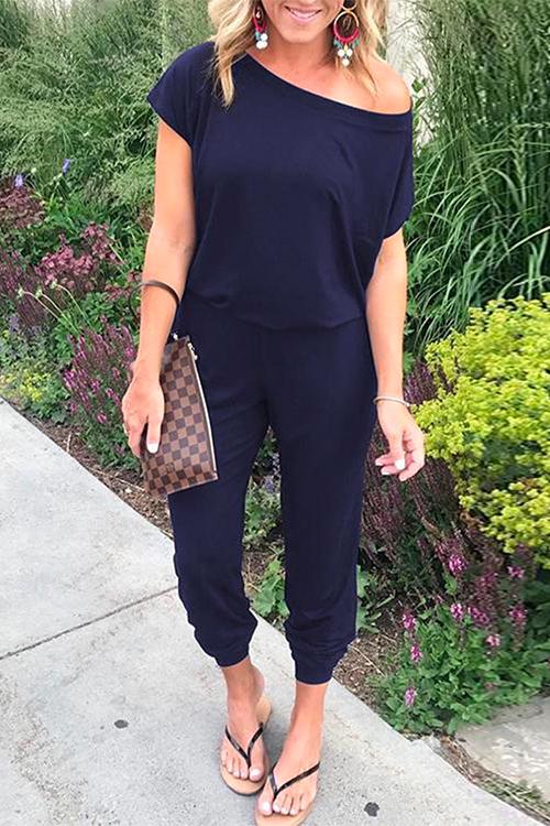 Heididress Short Sleeves Elastic Waist Joggers Jumpsuit