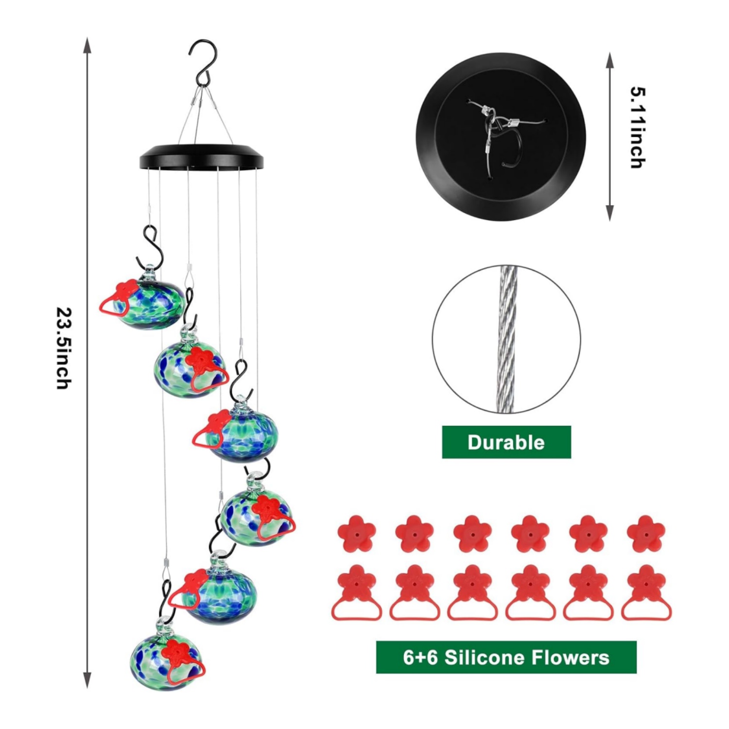 🔥ON SALE 59% OFF🔥Charming Wind Chimes Hummingbird feeders, ant and bee Proof, Never Leak
