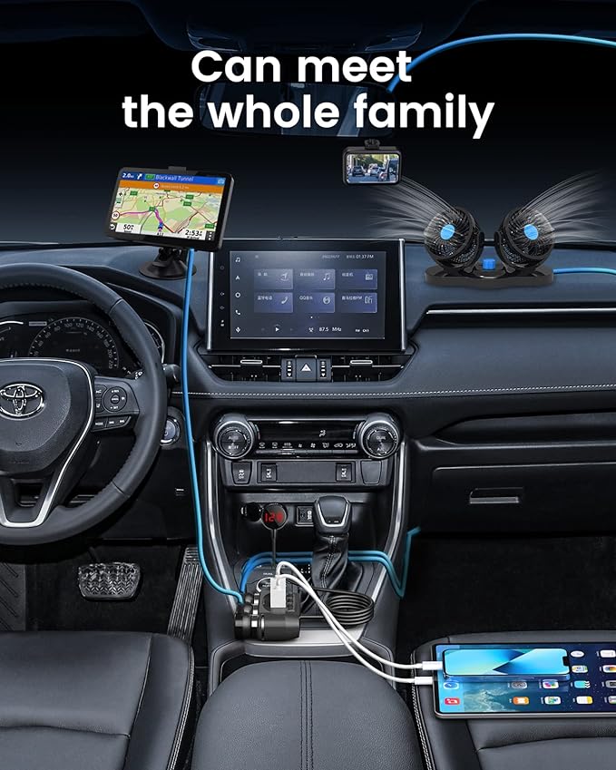Car Charging Three Ports Cigarette Lighter