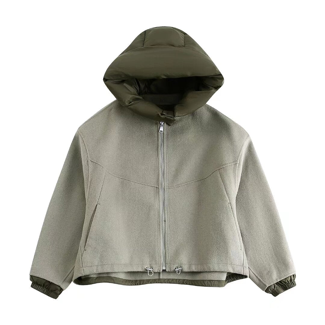 French Minority Autumn Winter Wild Comfortable Profile round Neck Double Sided Quilted Plaid Cotton Coat Jackek