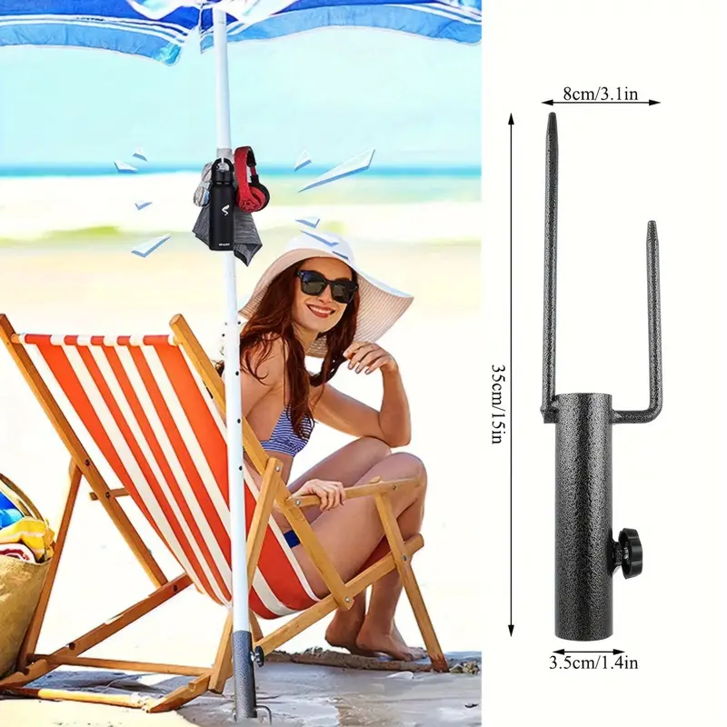 Heavy-Duty Metal Umbrella Stand With Adjustable Spiral Ground Anchor-  Ground Anchor Adjustable diameter, Fit for the pole of dia 22mm to 35mm