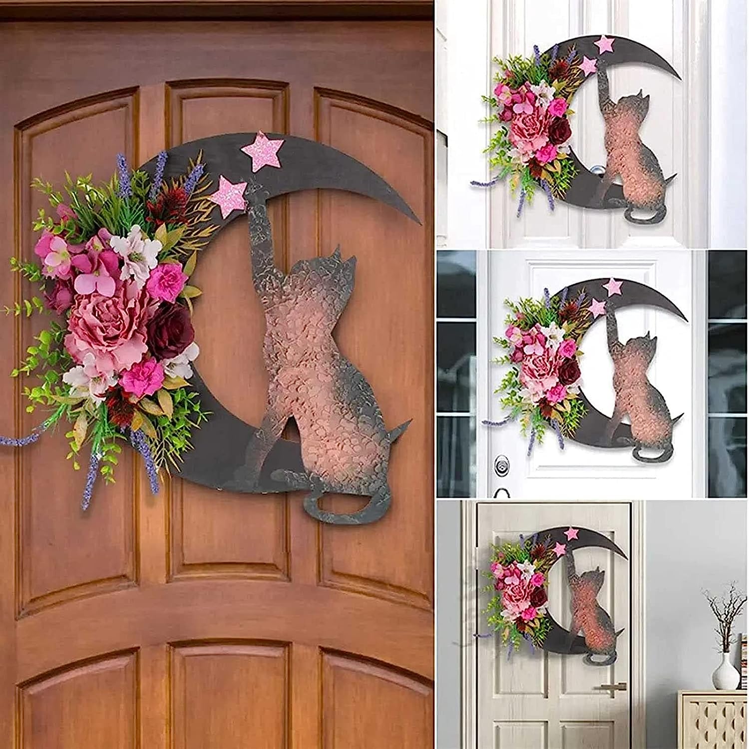 (🔥Last Day Promotion-SAVE 50% OFF) 18″ Moon Cat garland door hanging ornament-BUY 2 FREE SHIPPING