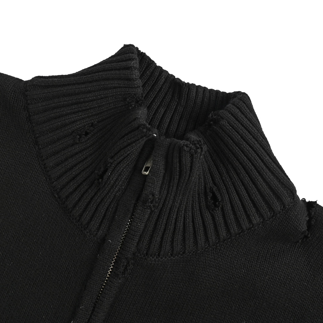 Balenciaga 24Fw Y2K Totem Rune Zipper Destruction Sweater