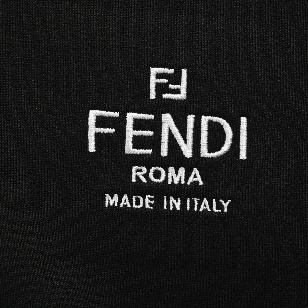 Fendi 24Fw hooded sweatshirt with embroidered letters on the chest and double F webbing on the side