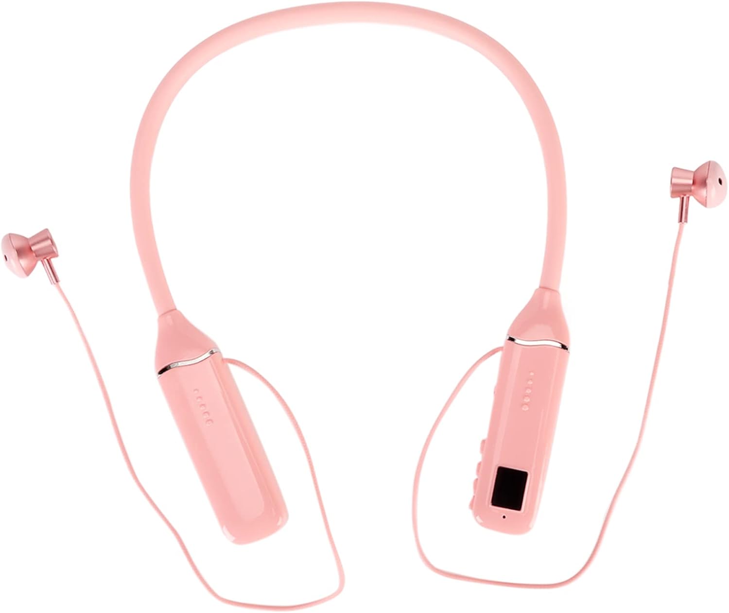 Bluetooth Neckband Headphone, Neckband Earphones Wireless, LED Power Display Memory Card Playback Magnetic Earbuds Headset with RGB Backlight (Black)