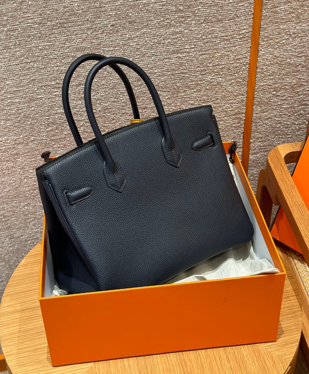 Hermes Birkin 76Bleu indigo handbag (handmade to order)