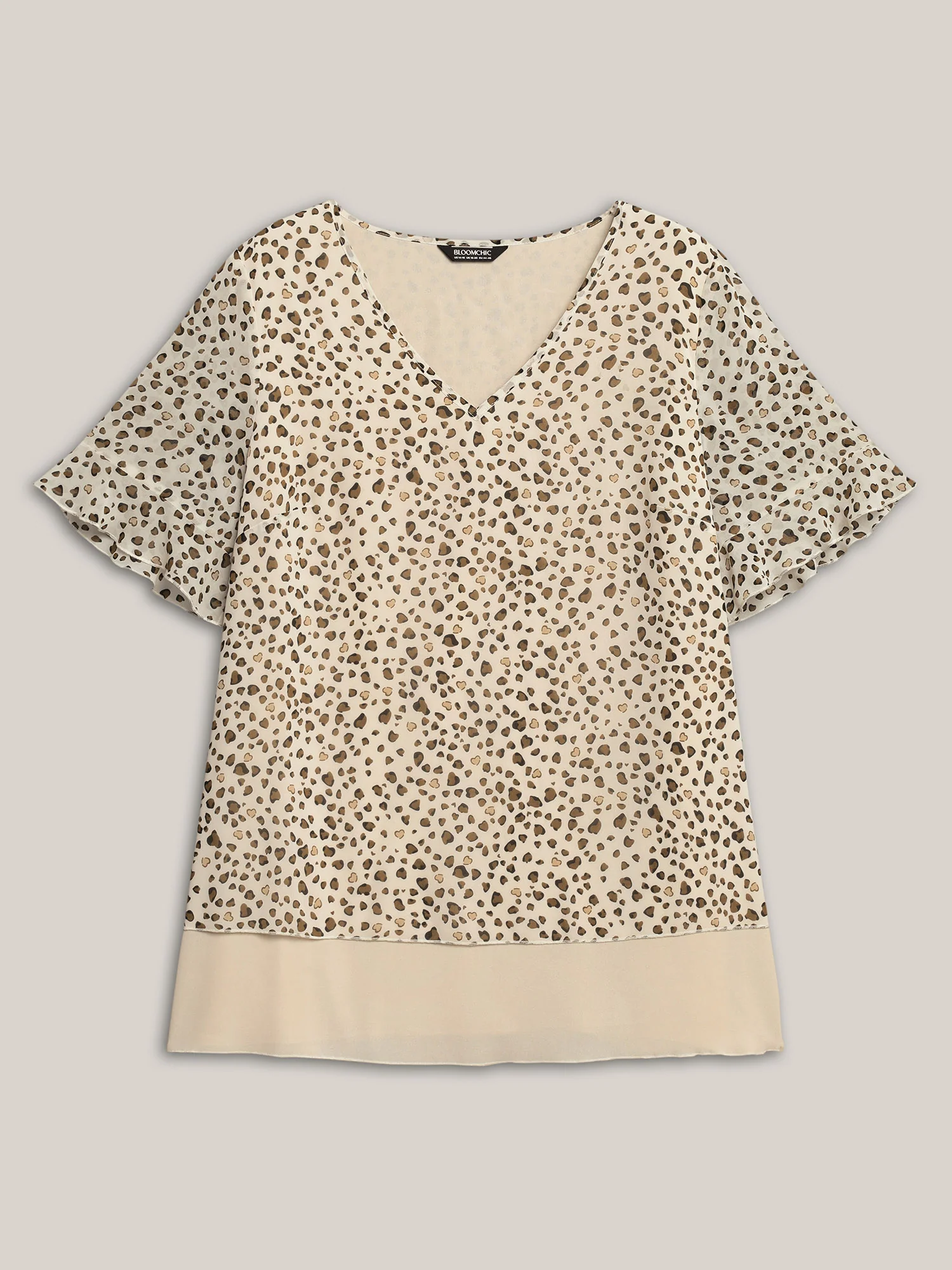 Polka Dot Print Ruffled V-Neck Layered Shirt