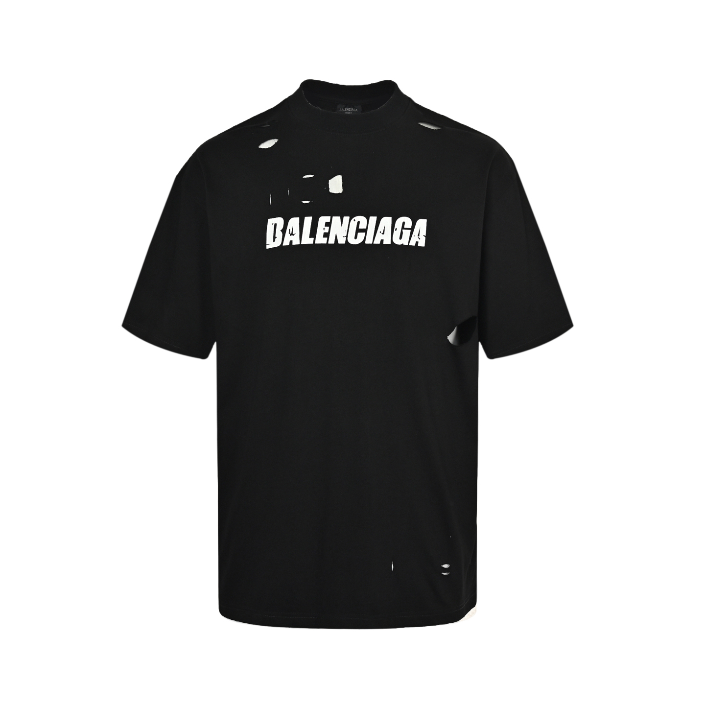 Balenciaga cracked letter print ripped short sleeves