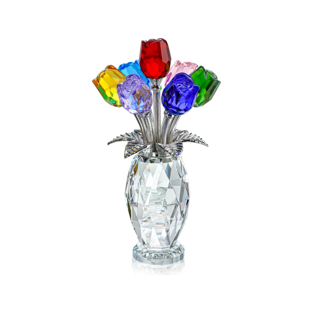 🔥ON SALE🔥Crystal Rose Flower Figurine with Vase