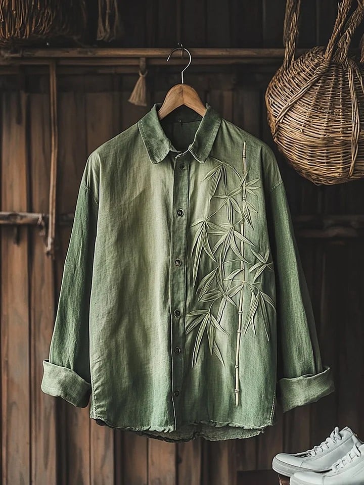 Women's Japanese Art Bamboo Cozy Lapel Shirt