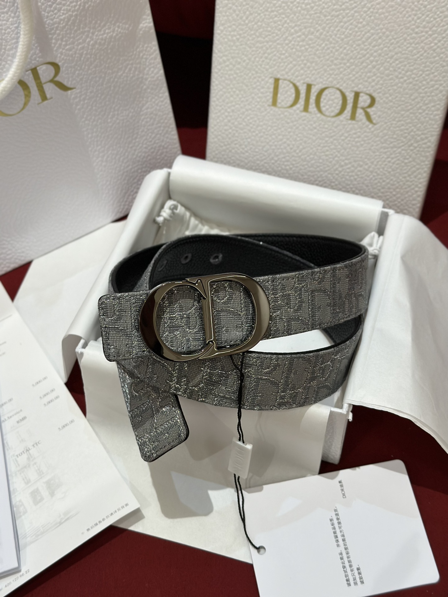Dior CD Buckle Canvas Leather Belt 3.5CM Width