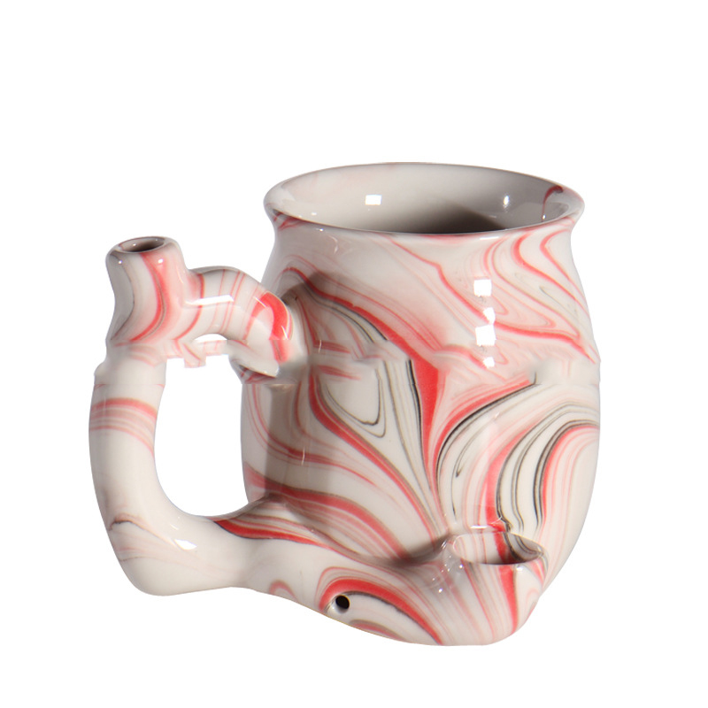 Creative ceramic marble pattern multifunctional smoking pipe ceramic coffee cup