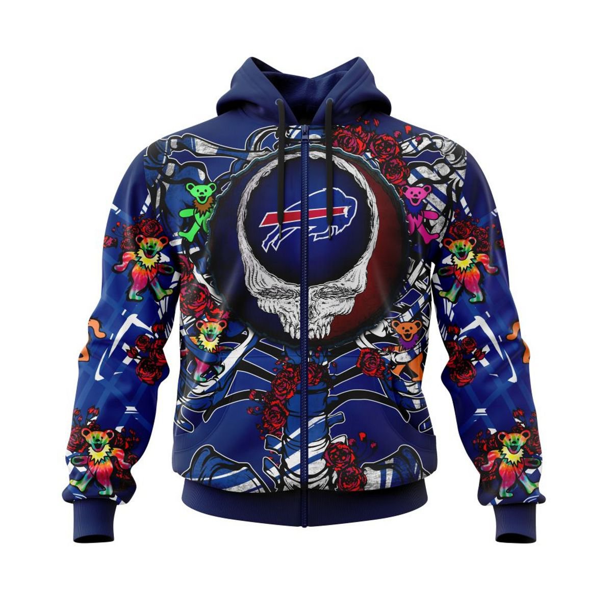 BUFFALO BILLS 3D HOODIE MIX GRATEFUL DEAD
