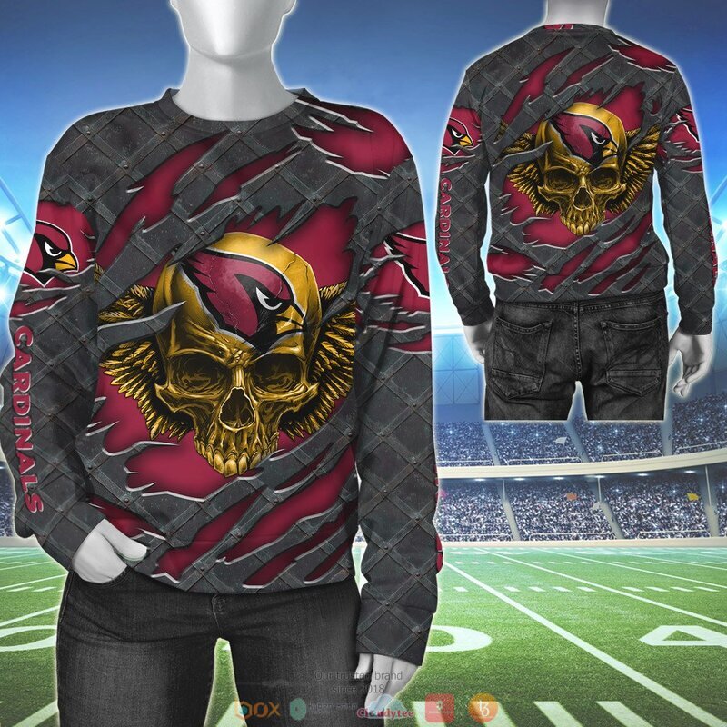 ARIZONA CARDINALS WINGS SKULL 3D HOODIE
